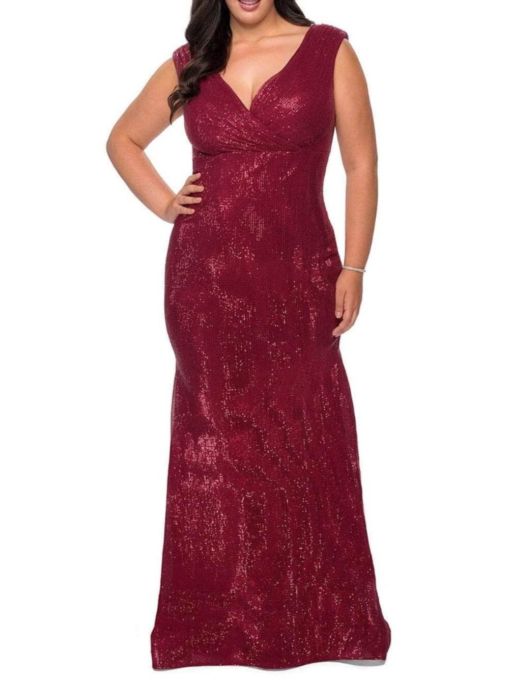 NWT La Femme 28962SC Sequin Prom Dress Red Size 12W - Picture 1 of 4